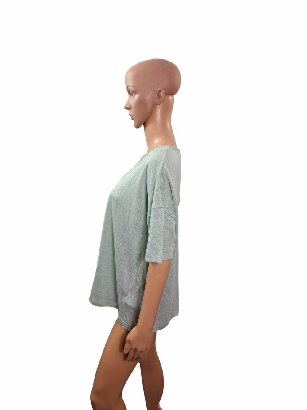 J Crew Women’s Size XS Short Sleeve Scoop Neck Green Linen Tee - Picture 3 of 6